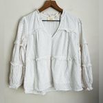 Anthropologie  Maeve Angela White Ruffled Peasant Blouse XS Photo 1