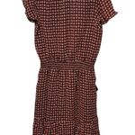 Dip Printed Flutter Sleeve Fit & Flare Dress Red Navy Fringe Tie Smock Waist XS Multiple Photo 3