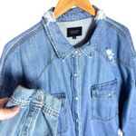 RISEN Women’s Oversized distressed Chambray Western Snap front Top 3XL Blue Size undefined Photo 5