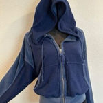 Free People Movement blue two toned drop shoulder oversized soft zip up hoodie Photo 0