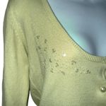 Anthropologie TULLE Gorgeous Mint Green Sequin Beaded Cardigan EUC Size Medium Photo 3