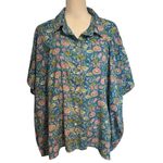 Natural Life One Size Kelly Oversized Cotton Button Down Multi Floral Print Photo 2