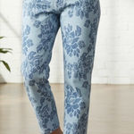 Chico's  Women's Blue Floral Stretch Girlfriend Slim Ankle Jeans - 1.5/US 10 Photo 0