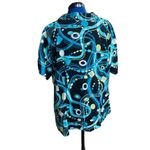 BLUE DIAMOND PLUS‎ Stretch Geometric design Black Blue Green White Top 3X Photo 2