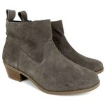 Vionic Vera Gray/Khaki Water-Resistant Suede Block Heel Ankle Booties Photo 0