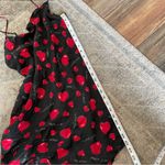 Vintage 100% Silk Romantic Heart “I Love You” Print Satin Slip Medium Black Photo 7