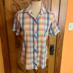 Vintage 80s colorful plaid top Size M Photo 7