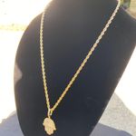 Gold Chain Rope Chain 24in 4mm And Icy Hamsa Pendant Set Photo 2