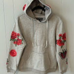 Central Park West  Grey Embroidered Hoodie Size Medium Photo 0