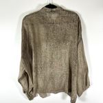 Blanque Size 1‎ Medium Brown Linen Long Sleeve Oversized Top Button Lagenlook Photo 7