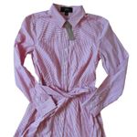 J.Crew NWT Tie Waist Button Down in Providence Red Stripe Shirt Dress 00 Photo 1