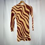 ZARA Wool Blend Long Sleeve Mini Dress in Brown Zebra Size Small Photo 2