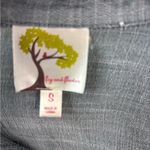 Fig and Flower S Embroidered Button Front Flax Look Blouse Top Gray Photo 8