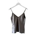 ZARA Women’s Silver Gray Spaghetti Straps V-Neck Minimalist Top SZ S #1158 Photo 4