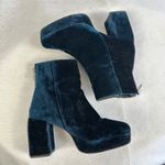 ZARA TRF Teal Velvet Platform Block Heel Ankle Boots Womens 36 Goth Festival Blue Size 5 Photo 4