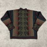 Cherry Lewis Sweater Womens Medium Wool Blend Floral Tapestry Cardigan England Green Photo 4