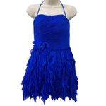 Jovani Y2K Fairy Winter Ball Dress Womens 2 Blue Silk Feathered Beaded Detail Photo 1