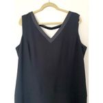 Amanda Smith A Line Black LBD Sleeveless Satin Trim Zip Up V Neck Dress Sz 20W Photo 3