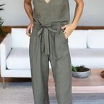 Emerson Fry Paris Paperbag Pant in Army Linen Size L Retail $248 Photo 4
