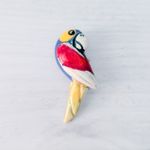 Vintage Brooch / Vintage Pin Ceramic Bird / Parrot Brooch Red Photo 9
