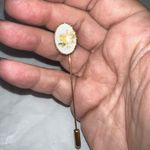 Vintage Floral Enamel Oval Stick Pin Gold Photo 1
