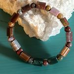 4 Piece Collection Amethyst Jasper Agate Multi Gemstone Bead Stretch Bracelets Brown Photo 3