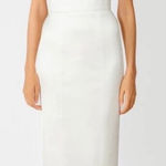 New Sau Lee Maxi Dress White Satin Noah Gown Strapless Bridal Wedding sz4 flaw Size 4 Photo 0