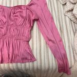 H&M Pink Blouse Ruched Top Baby Pink Valentines girly cottage core coquettes feminine girly Photo 3