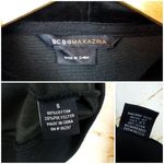 BCBGMAXAZRIA Vtg Y2K Velour Hoodie Track Jacket S Black Rhinestone Animal Spots Photo 3