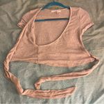 Urban Outfitters Ribbed Tie Wrap Short Sleeve Crop Photo 2