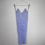 Michael Costello x Revolve India Periwinkle Blue Ruched Strapless Midi Dress Photo 5