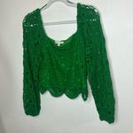 Flying Tomato Vici green crochet long sleeve top size medium Photo 0
