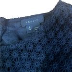 Theory  Floral Eyelet Short Sleeve Back Button Blouse Branna Black Size Small Photo 2