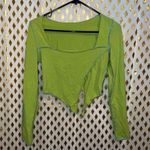 SheIn Green stitch hem crop top tie size M Photo 0