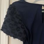 Loft  short sleeve detailed navy dress with waist tie in size M Photo 6