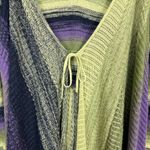 Nic+Zoe Cardigan Sweater Womens XL Green Purple Stripe Draped Front Long Sleeve Photo 9