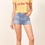 Reformation T Shirt Crop Top Yellow Graphic Tee Photo 0