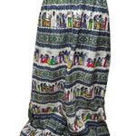 Vtg 1960s Miss Egypt Ivory Blue Colorful Egyptian Printed Barkcloth Maxi Skirt M Size M Photo 1