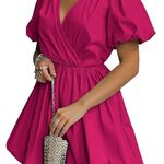 Amazon Hot Pink Puffy Sleeve Dress Photo 0