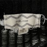 Pink Rose Sweater Women Medium White Black Stripe Open Cardigan Neutral Everyday Photo 5