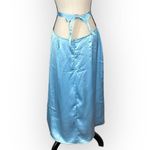 We Wore What Midi Skirt Women's Medium Light Blue Satin Tie Back A-Line NWOT Photo 4
