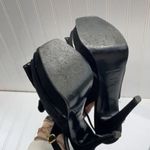 Yves Saint Laurent Black Suede Fringe Chain Open Toe Slingback Stiletto Heel 8.5 Photo 7