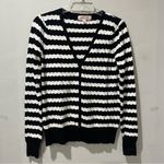 Philosophy ANTHROPOLOGIE Cardigan Women Small Black White Button Up Knit Sweater Photo 1