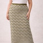 4th & Reckless Green White Chevron Knit Midi Skirt Size XXL Photo 0