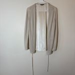 Lafayette 148 Silk Cashmere Open Front‎ Belted Cardigan Sweater Beige Small Tan Photo 1