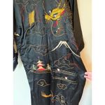 Vtg Black Embroidered Kimono Robe Dragon Mt. Fuji Japan Scene Unisex One Size Size undefined Photo 4
