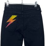 MOTHER The Looker Ankle Fray Jeans Gold Bolt Women’s Size 24 Cropped Skinny Black Photo 4