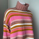 Aerie  Tan & Pink Striped Turtleneck Sweater NEW Photo 4