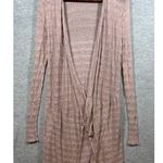 Free People  Xs Pink Long Open Knit Cardigan Sweater Ribbed Cotton Blend Lightweight Photo 1
