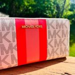 Michael Kors Pink Stripe Leather Wallet NWT Photo 1